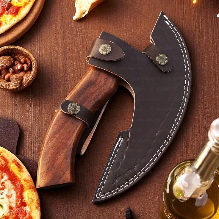 KBS Knives Store Axe Custom Viking Pizza Cutter Axe – 8.5" Blade, Rosewood Handle