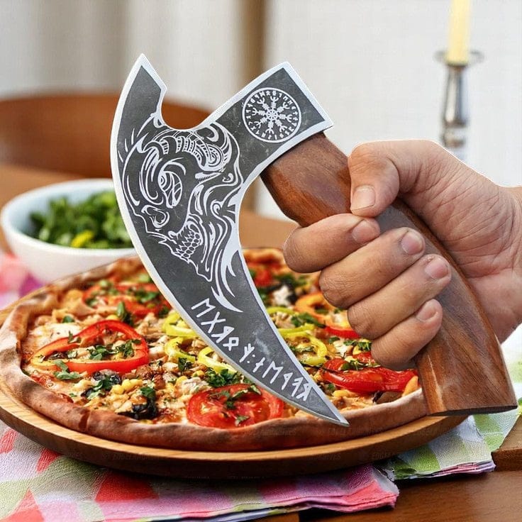 KBS Knives Store Axe Custom Viking Pizza Cutter Axe – 8.5" Blade, Rosewood Handle