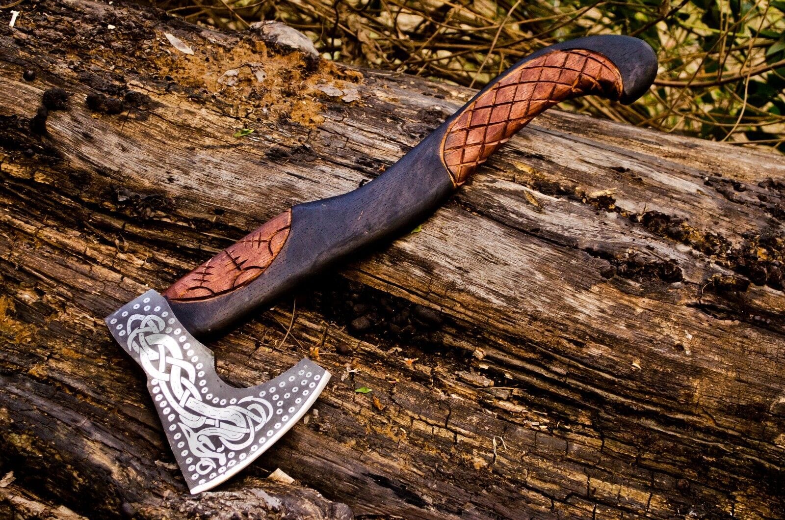 KBS Knives Store Axe Handcrafted Battle Axe with Engraved 1095 Steel Blade and Hand Engraved Rosewood Handle – KBS Knives Store