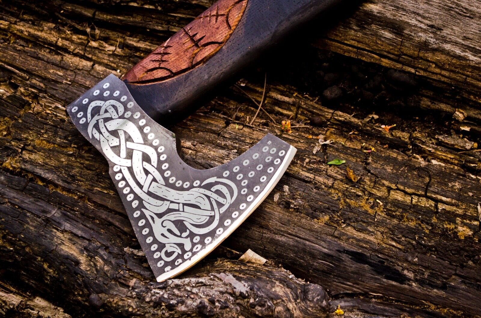 KBS Knives Store Axe Handcrafted Battle Axe with Engraved 1095 Steel Blade and Hand Engraved Rosewood Handle – KBS Knives Store