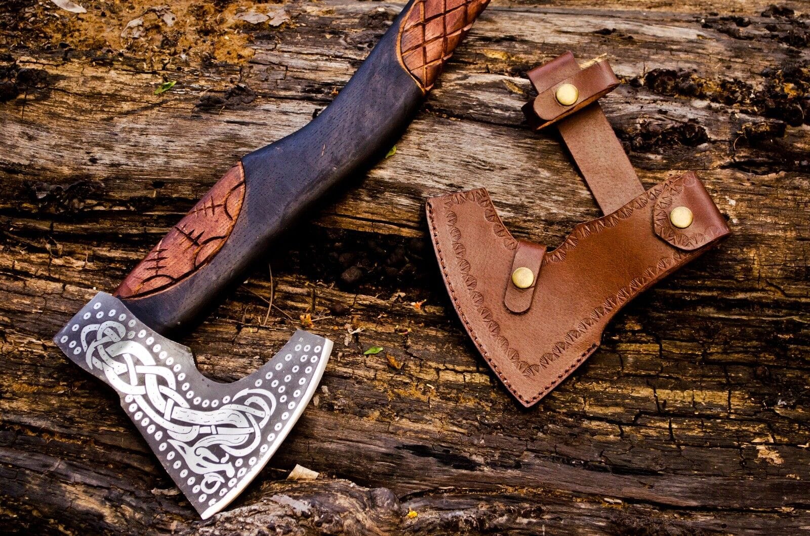 KBS Knives Store Axe Handcrafted Battle Axe with Engraved 1095 Steel Blade and Hand Engraved Rosewood Handle – KBS Knives Store