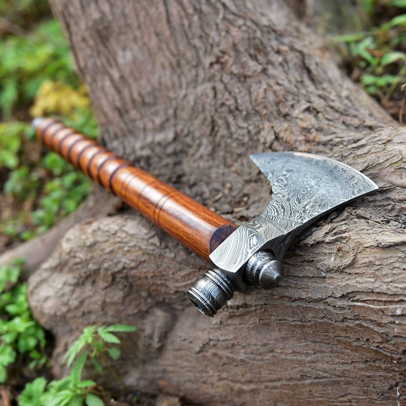 KBS Knives Store Axe Native American Smoking Tomahawk with Custom Handmade Forged Damascus Steel Blade – "Spirit of the Pipe"