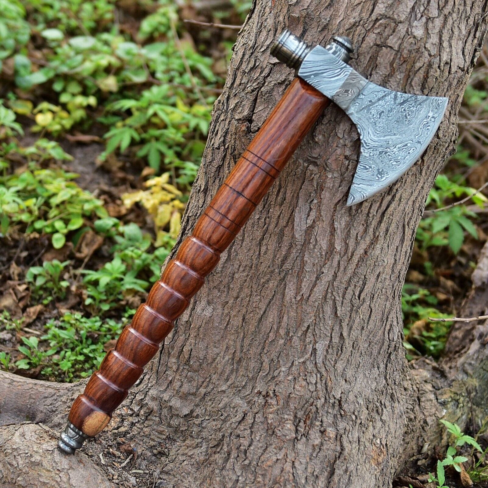 KBS Knives Store Axe Native American Smoking Tomahawk with Custom Handmade Forged Damascus Steel Blade – "Spirit of the Pipe"