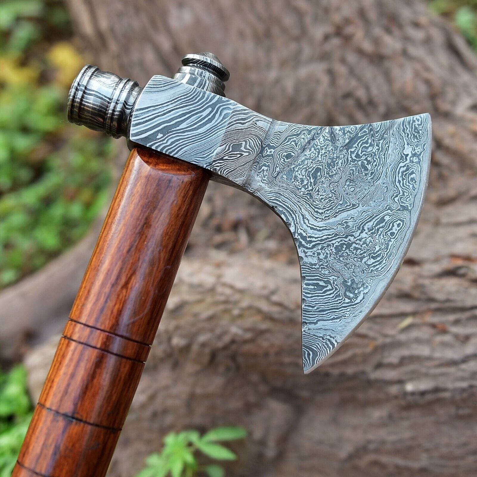 KBS Knives Store Axe Native American Smoking Tomahawk with Custom Handmade Forged Damascus Steel Blade – "Spirit of the Pipe"