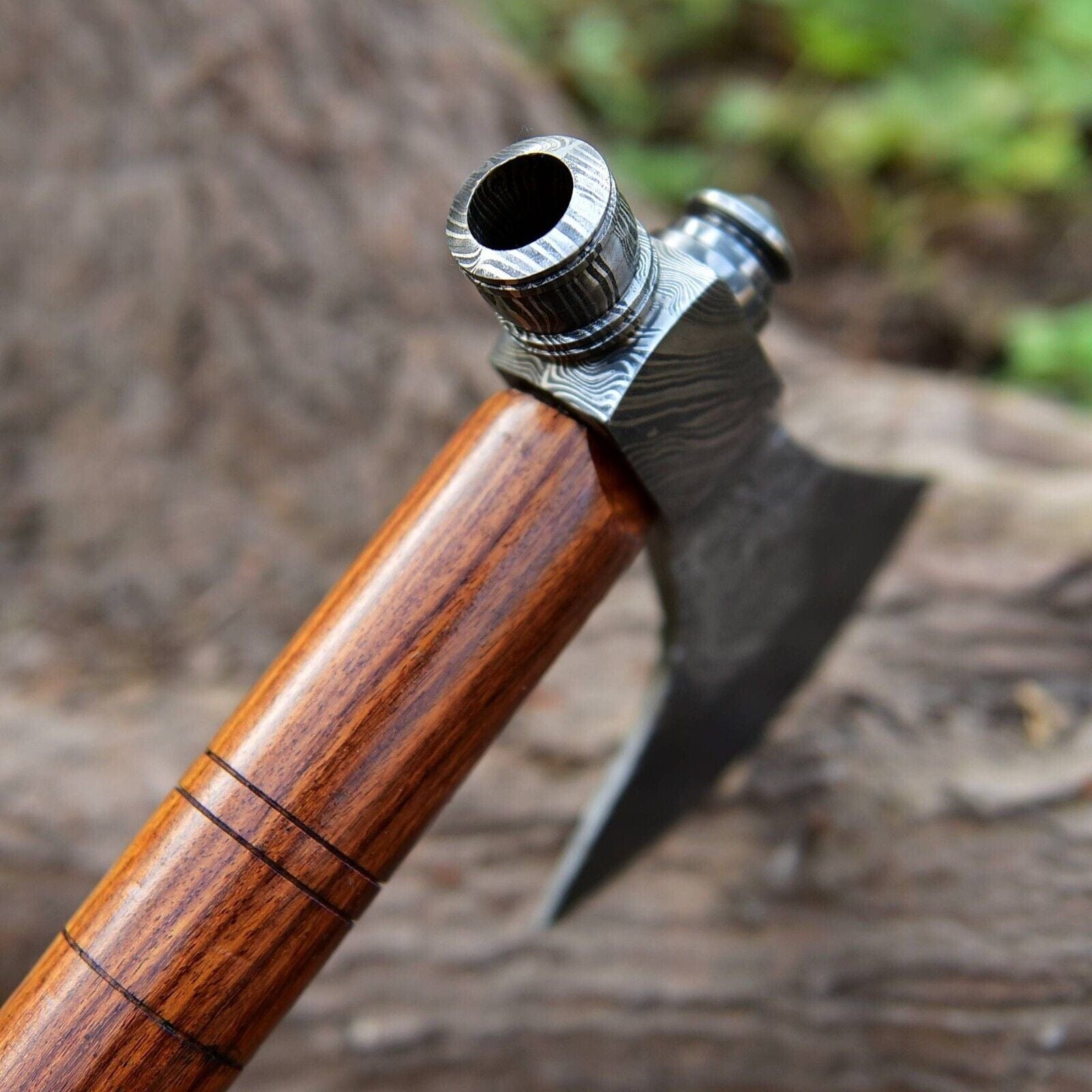 KBS Knives Store Axe Native American Smoking Tomahawk with Custom Handmade Forged Damascus Steel Blade – "Spirit of the Pipe"
