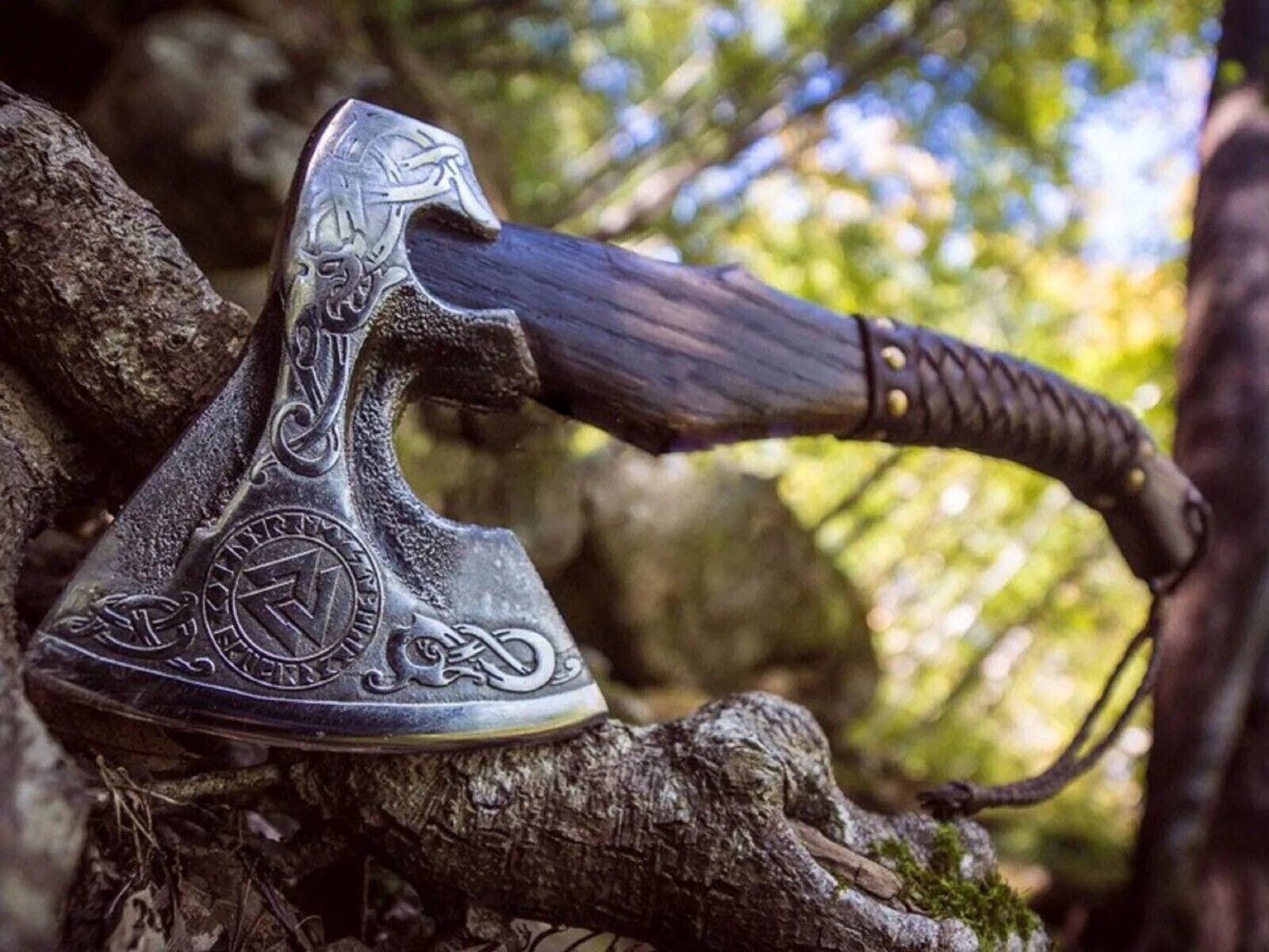 KBS Knives Store Axe Native American Tomahawk with Custom Handmade Forged Engraved 1095 Steel Blade and Rosewood Handle – Warrior’s Edge