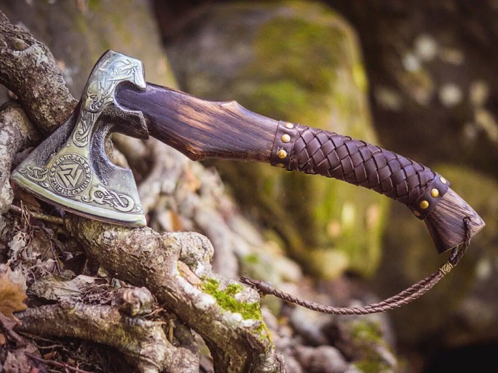 KBS Knives Store Axe Native American Tomahawk with Custom Handmade Forged Engraved 1095 Steel Blade and Rosewood Handle – Warrior’s Edge