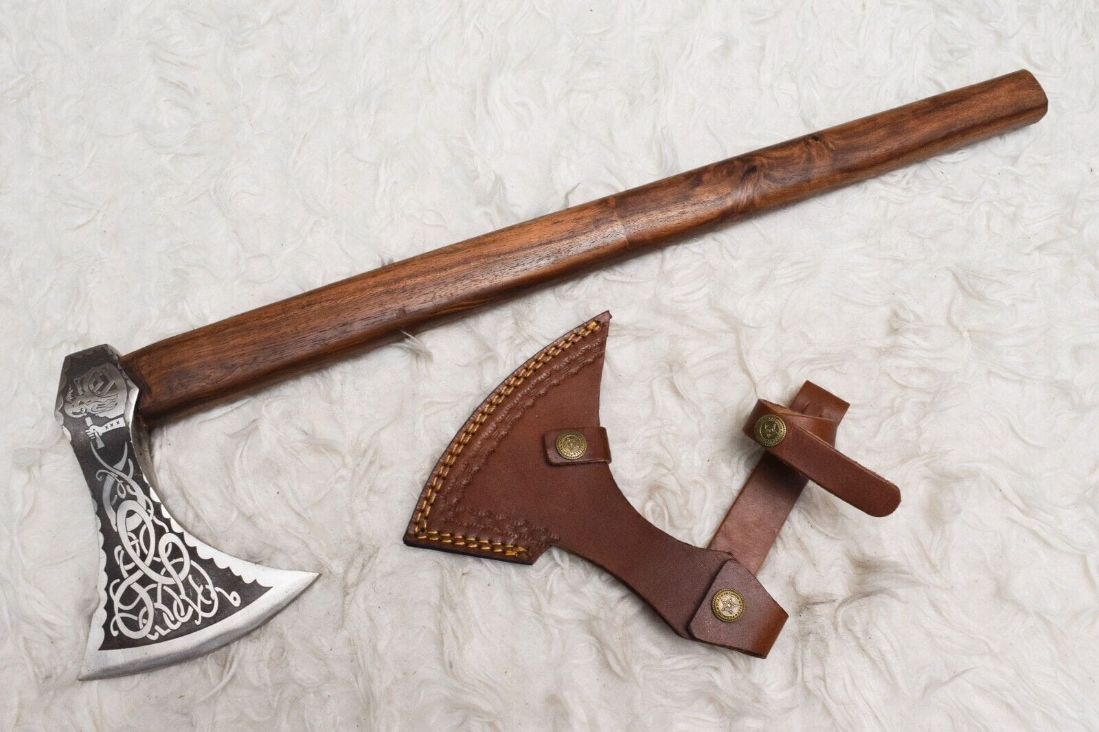 KBS Knives Store Axe Tomahawk Axe with Custom Handmade Forged 1095 Steel Blade and Rosewood Handle – Warrior’s Strike