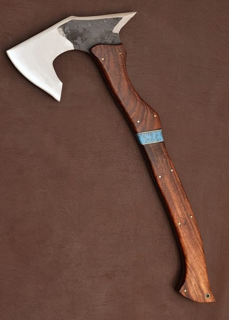 KBS Knives Store Axe Ultimate Throwing Tomahawk For Sale with Custom Handmade Forged 1095 Steel Blade and Rosewood-Epoxy Resin Handle – Iron Precision