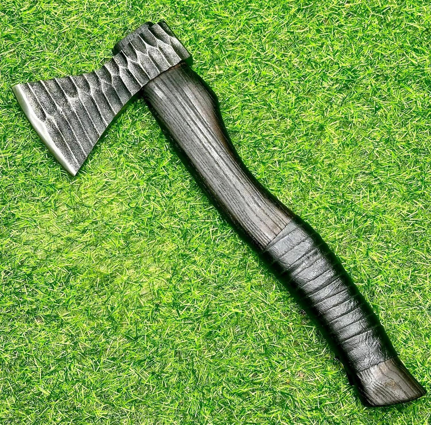 KBS Knives Store Axe Viking Battle Axe with Custom Handmade Forged 1095 Steel Blade and Ash Wood Handle – Thor’s Fury