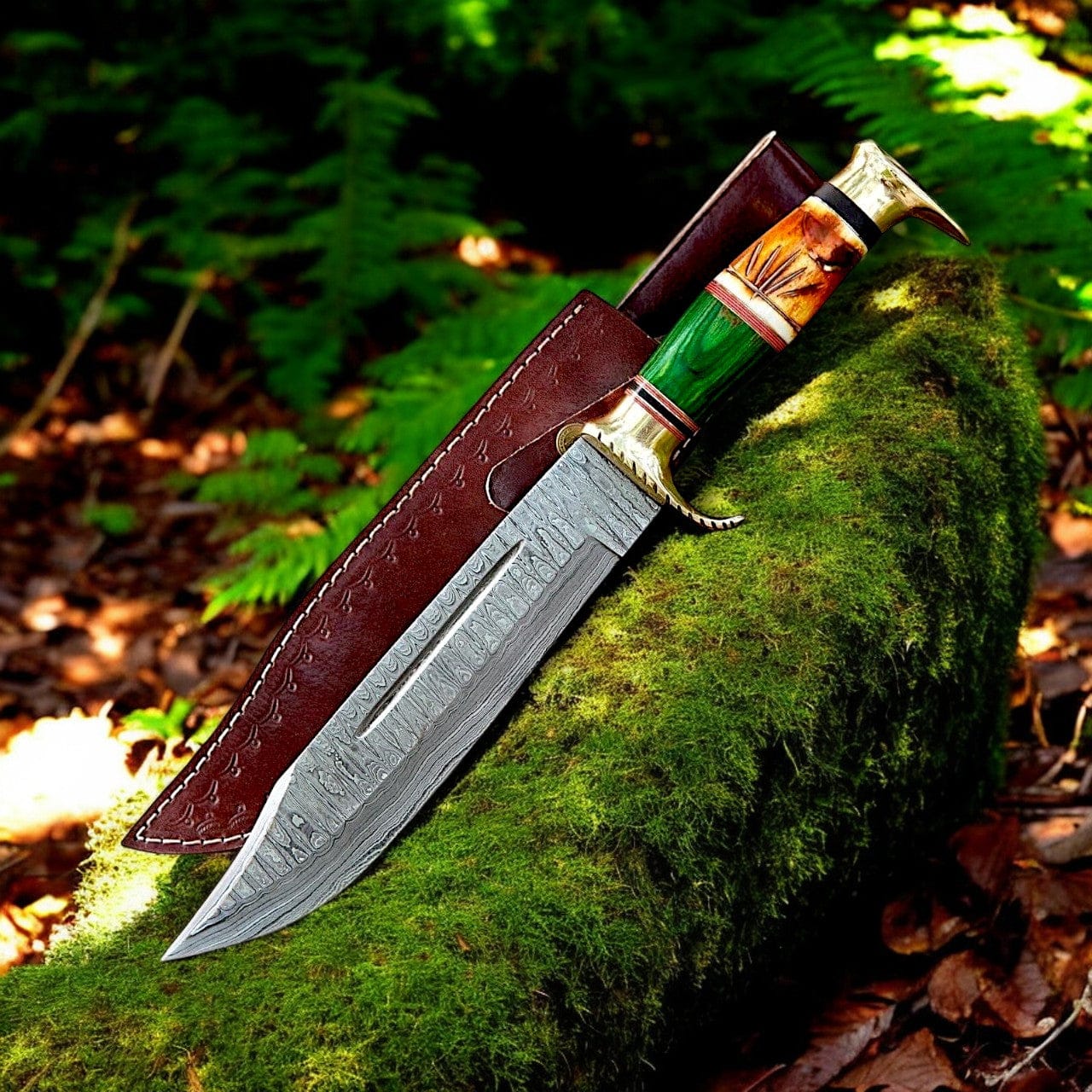 KBS Knives Store Bowie Knives Best Bowie Knife - 13" Handmade Damascus Steel Blade