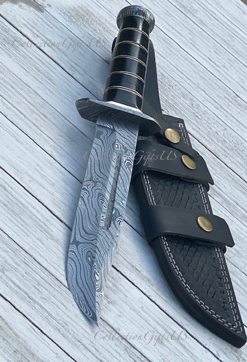 KBS Knives Store Bowie Knives Black Beauty Damascus Bowie Knife