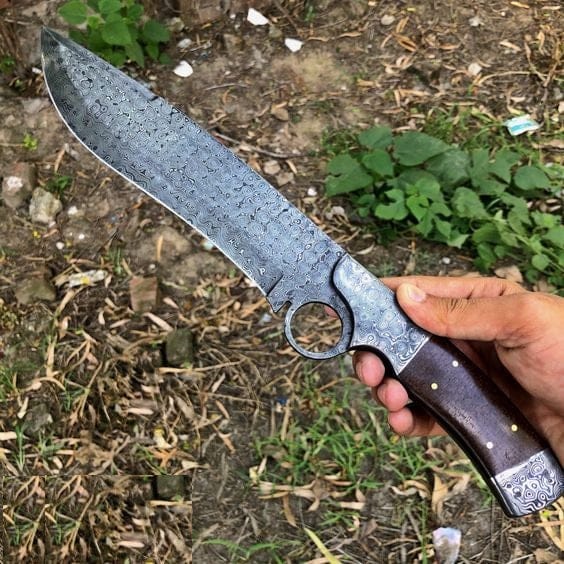 KBS Knives Store Bowie Knives Combat Kukri Blade – 14" Damascus Knife with Sheath