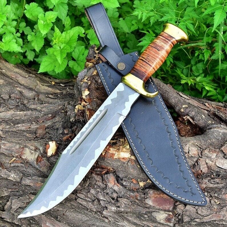 KBS Knives Store Bowie Knives Cowboy Bowie Knife - 16" Handmade D2 Steel Blade
