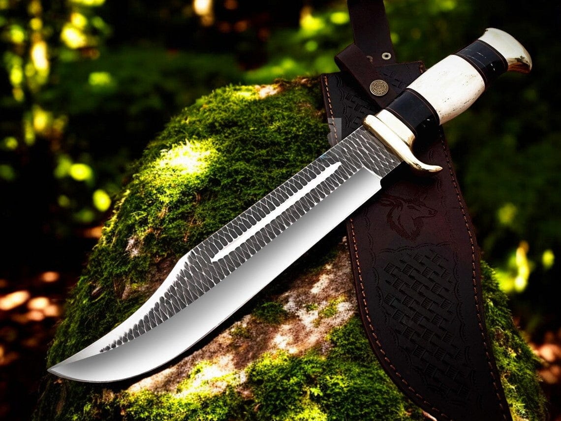 KBS Knives Store Bowie Knives Crocodile Dundee Bowie – 16" D2 Forged Steel with Leather Sheath