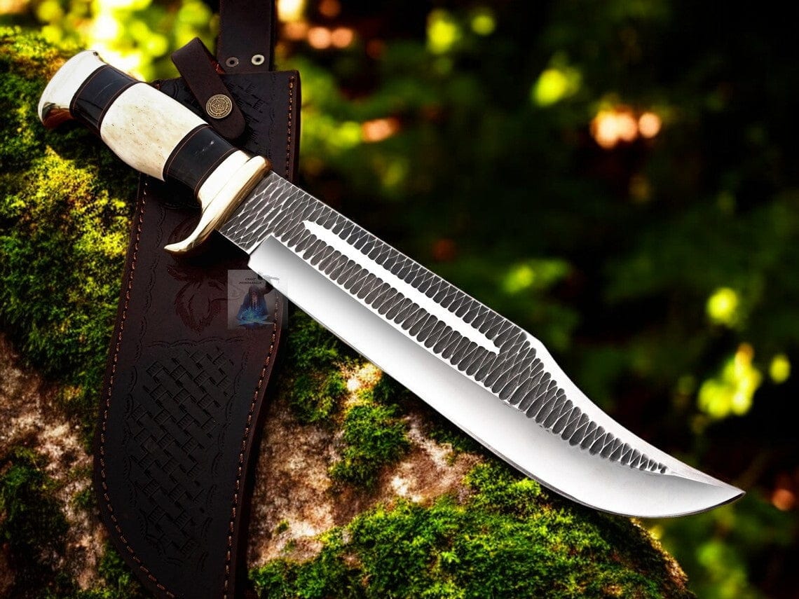 KBS Knives Store Bowie Knives Crocodile Dundee Bowie – 16" D2 Forged Steel with Leather Sheath