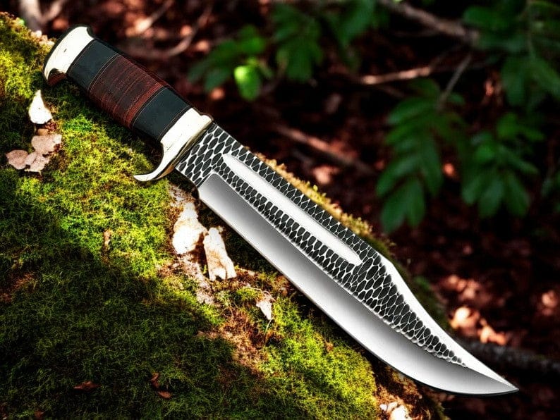 KBS Knives Store Bowie Knives Crocodile Dundee Knife Replica – 16" Forged Bowie with Leather Sheath