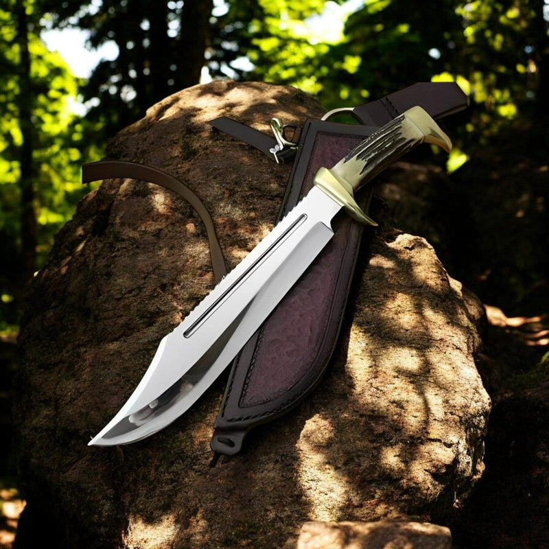 Crocodile Dundee “This is a Knife” – 18" D2 Steel Bowie with Leather Sheath