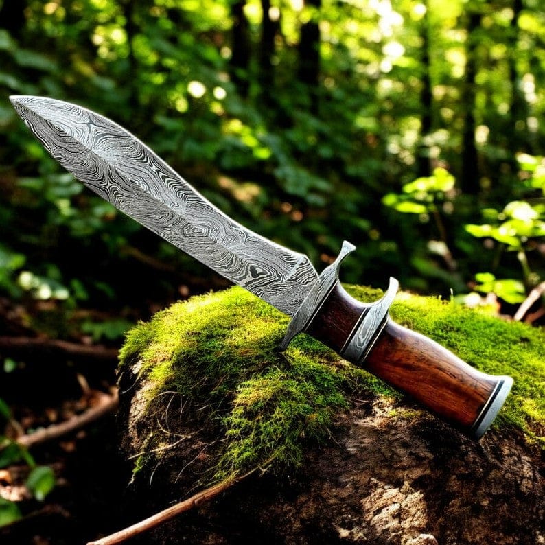 KBS Knives Store Bowie Knives Custom Handmade Bowie Knifes : Damascus Steel with Rosewood Handle