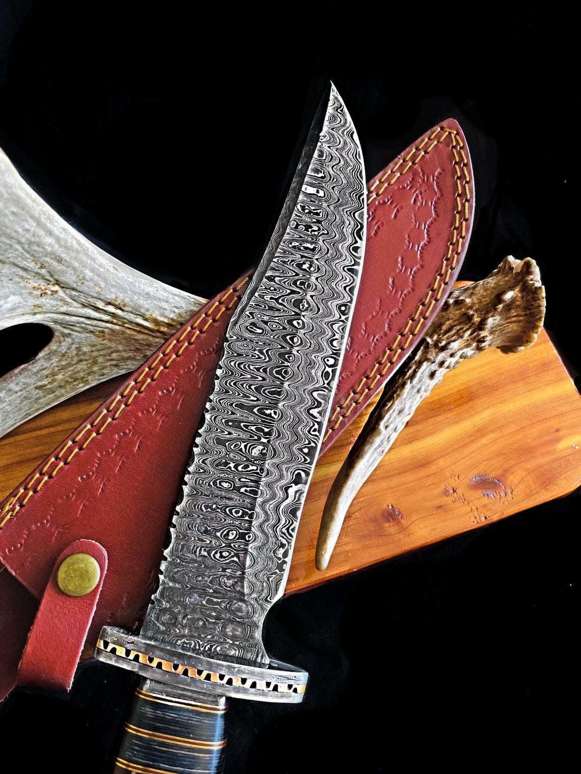 KBS Knives Store Bowie Knives Custom Handmade Damascus Steel Hunting Bowie Knife