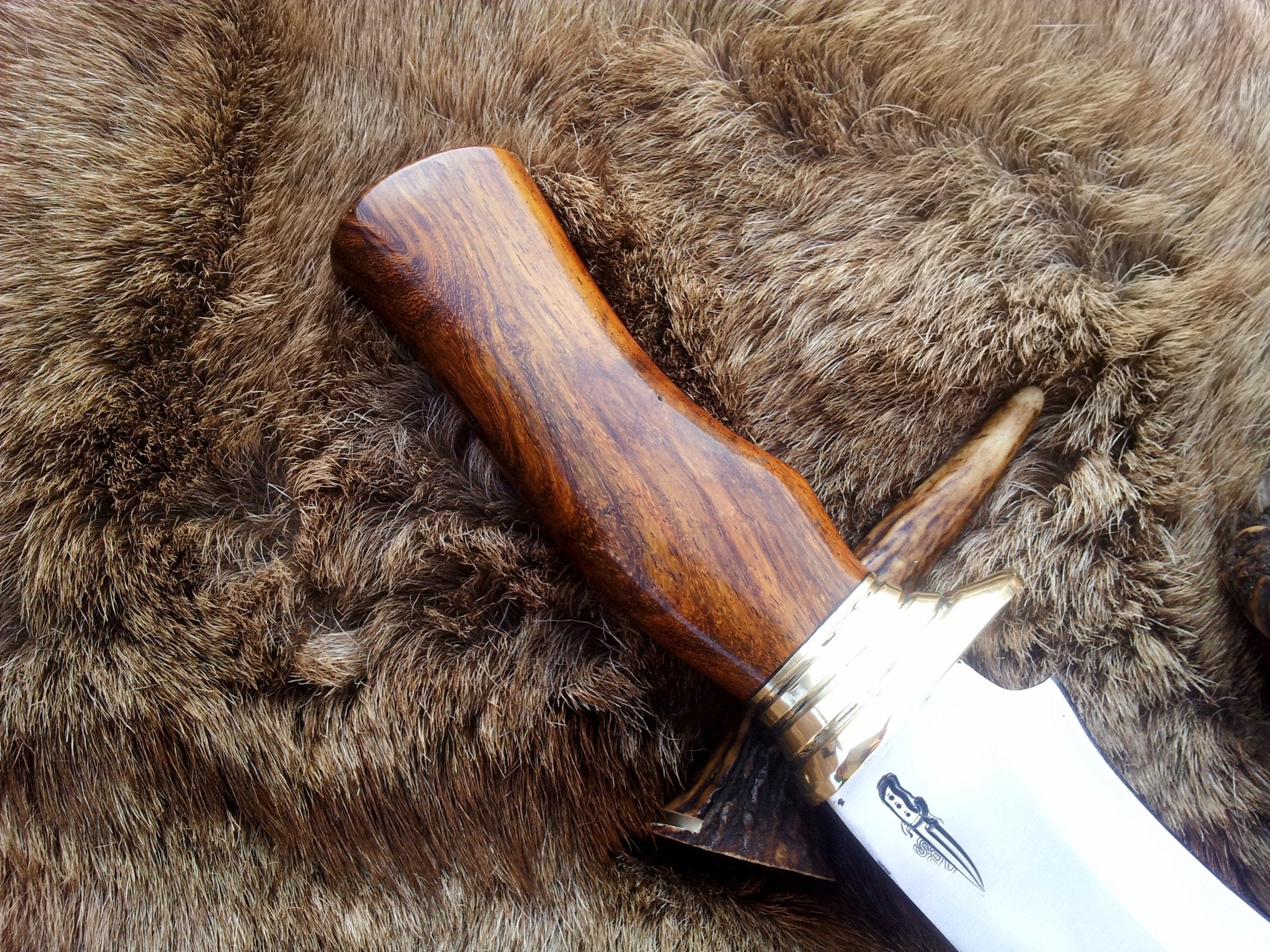 KBS Knives Store Bowie Knives Custom Handmade Hunting Bowie Knife with D2 Steel Blade and Rosewood Handle - 12 Inches