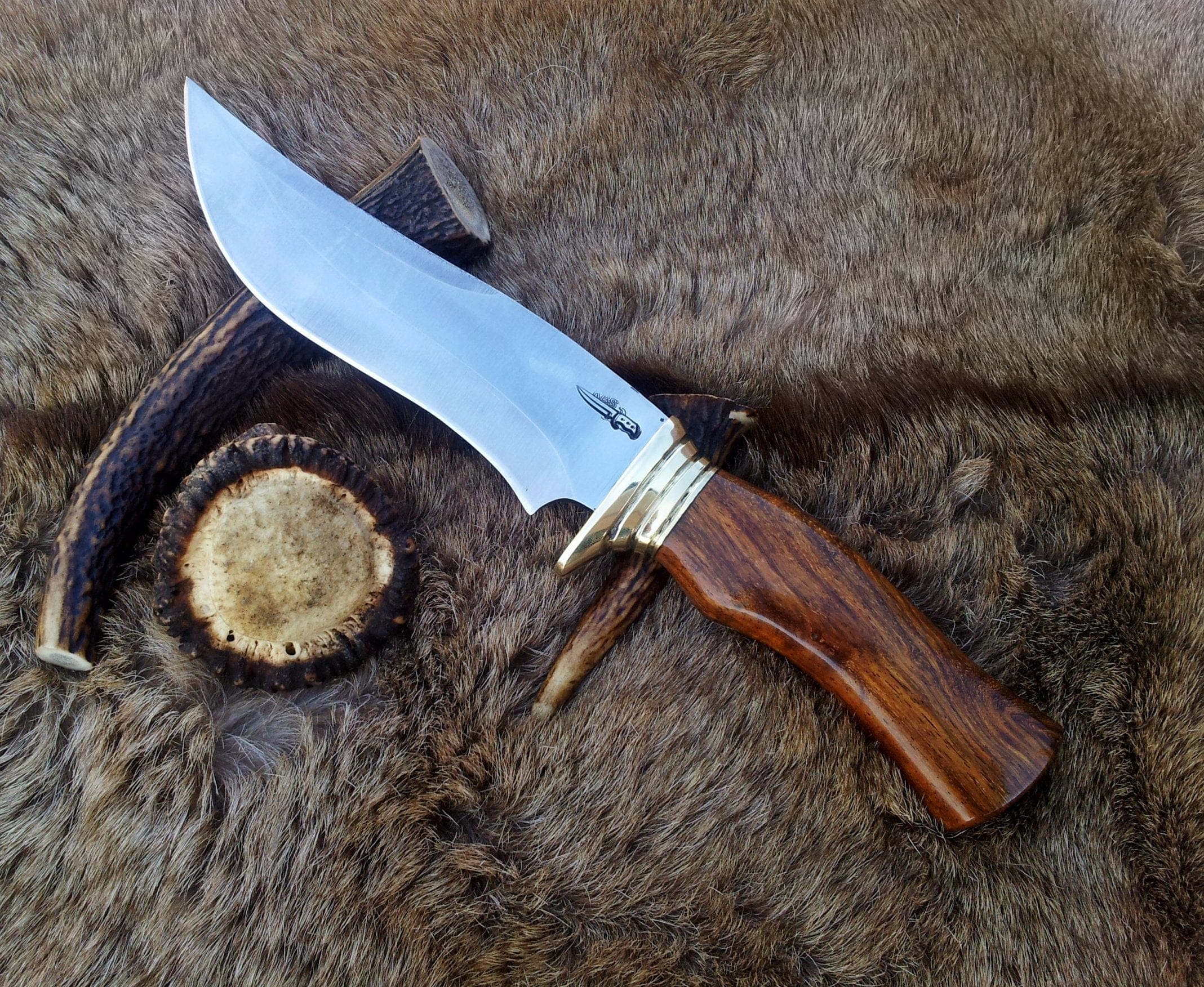 KBS Knives Store Bowie Knives Custom Handmade Hunting Bowie Knife with D2 Steel Blade and Rosewood Handle - 12 Inches