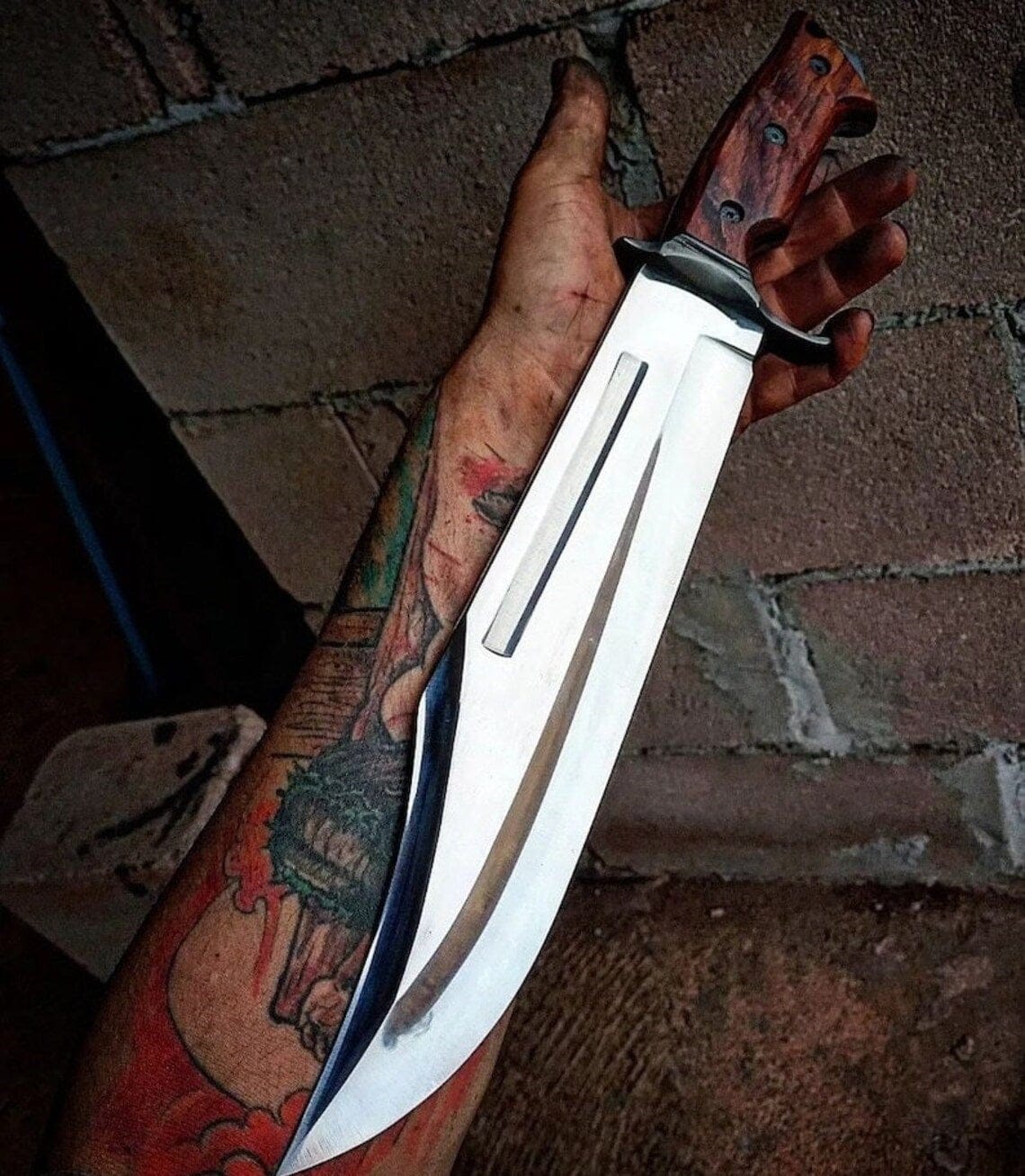 KBS Knives Store Bowie Knives Custom Handmade Leatherneck Bowie Knife with Full Tang O1 Tool Steel Blade and Exotic Wood Handle - 15.5 Inches