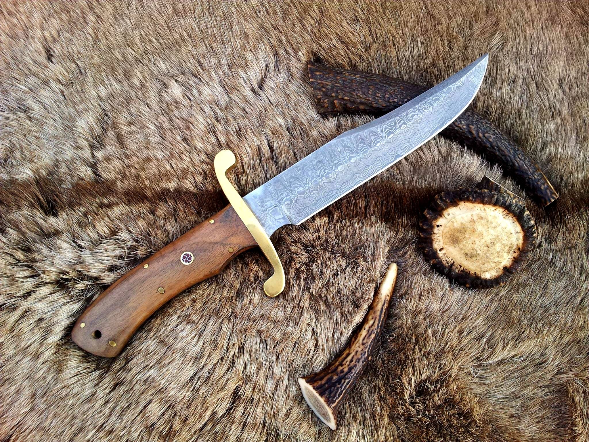 KBS Knives Store Bowie Knives Custom Handmade Original Bowie Knife with Full Tang Damascus Steel Blade and Rosewood Handle - 13 Inches