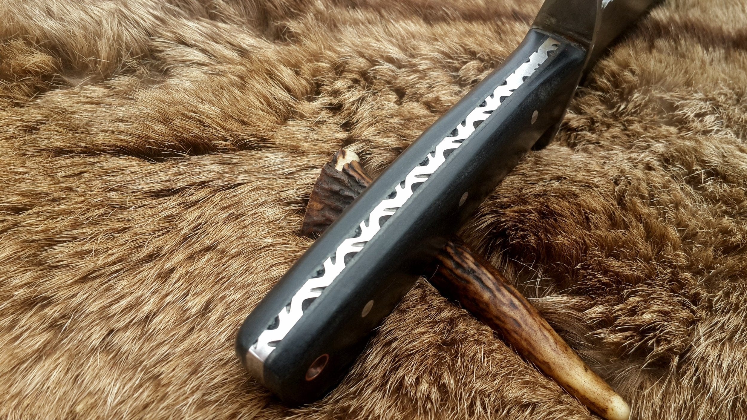 KBS Knives Store Bowie Knives Custom Handmade Wild Pig Hunter Bowie Knife with Raindrops Damascus Steel Blade and Black Micarta Handle - 16 Inches
