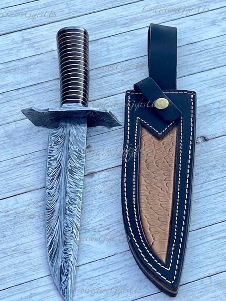 KBS Knives Store Bowie Knives Feather Damascus Bowie Knife