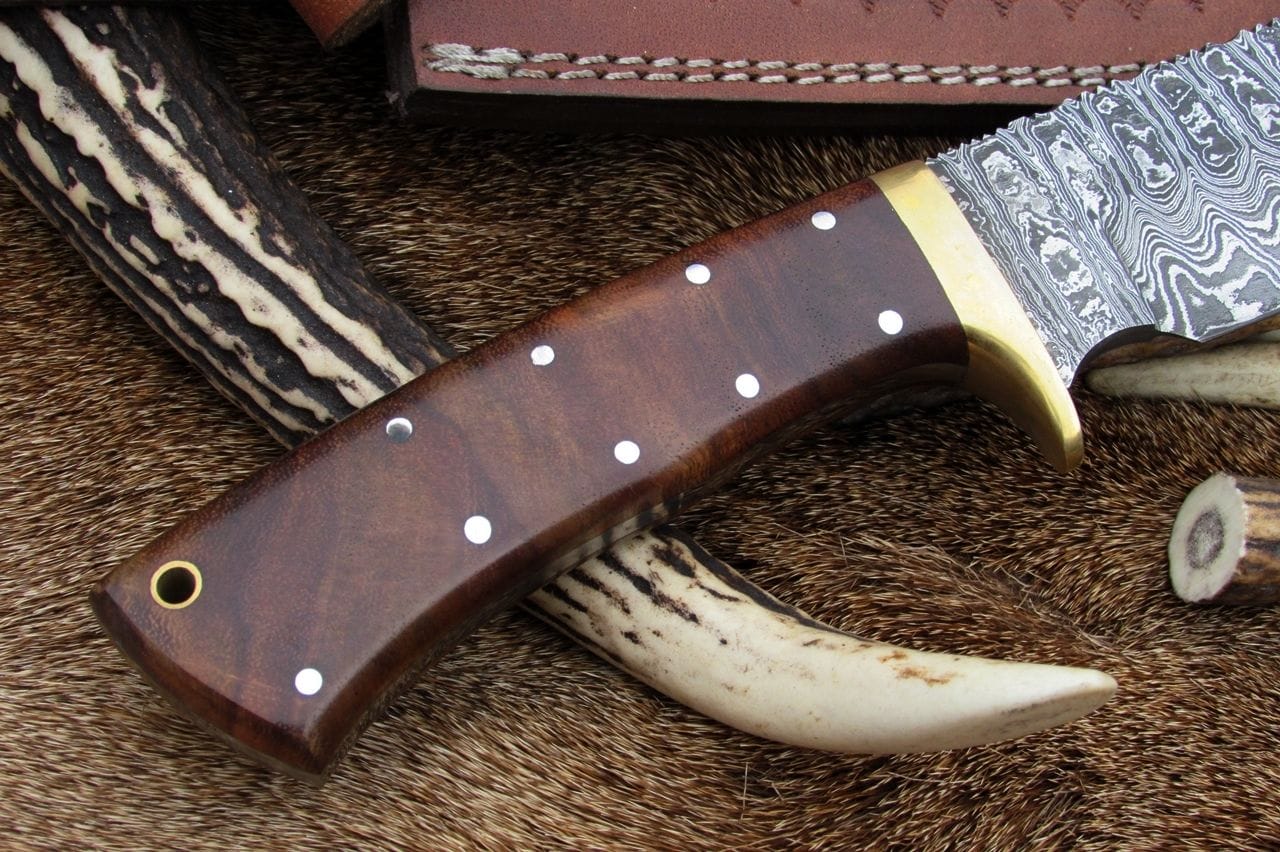 KBS Knives Store Bowie Knives Full Tang Hunter Bowie Knife with Custom Handcrafted Damascus Steel Blade & Rosewood Handle - 17 Inches