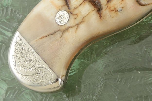 KBS Knives Store Bowie Knives Hand Engraved Tennessee Bowie Knife - Custom Damascus Steel Blade, Ram Horn Handle, Hand Engraved Steel Guard and Bolster, 15" Overall Length | Leather Sheath | KBS Knives