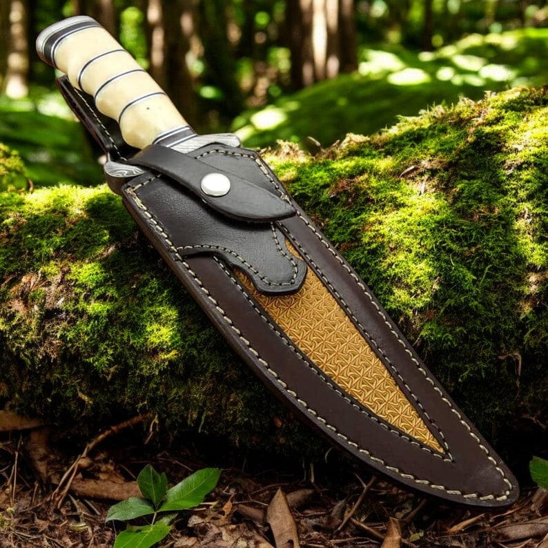 KBS Knives Store Bowie Knives Hunter Bowie Knife - 8" Damascus "Wasteland Reaper"