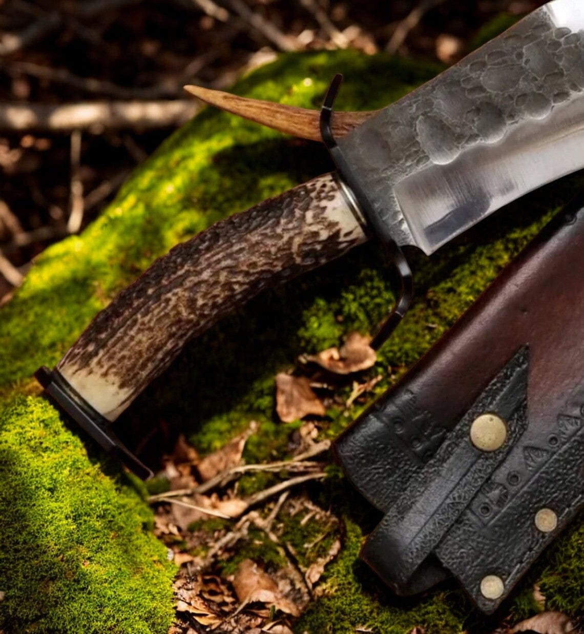 KBS Knives Store Bowie Knives Mountain Stalker Bowie Knife with Antler Handle – 17" Custom Handmade 1095 Steel Blade with Bone Handle