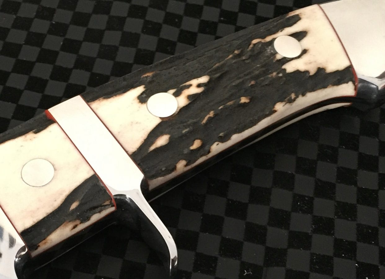 KBS Knives Store Bowie Knives Pig Sticker Knife with Leather Sheath for Sale – Custom Handmade Full Tang D2 Steel Blade, Antler Horn Handle & Steel Double Guard | 13-Inch Hunting Knife – KBS Knives