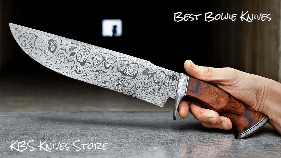 KBS Knives Store Bowie Knives Professional Rambo Bowie Knife - 12" D2 Steel with Exotic Red Wood Handle & Steel Guards