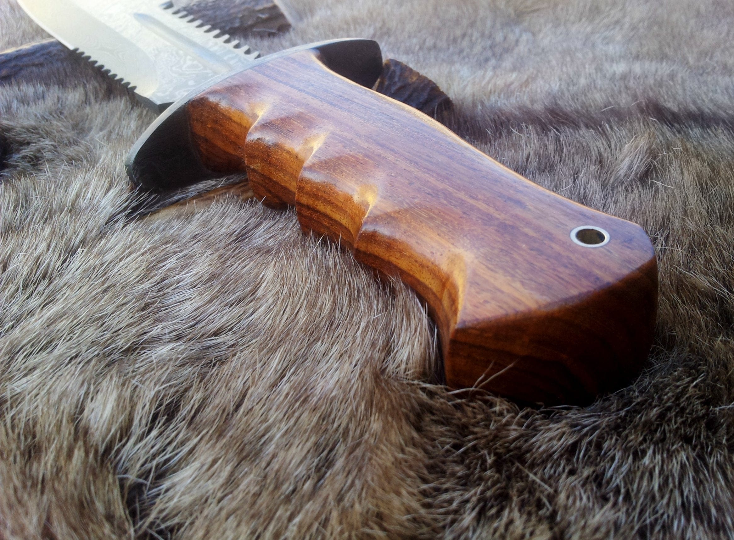 KBS Knives Store Bowie Knives Ranger Survival Bowie Knife with Custom Handcrafted Damascus Steel Blade & Rosewood Handle - 15 Inches