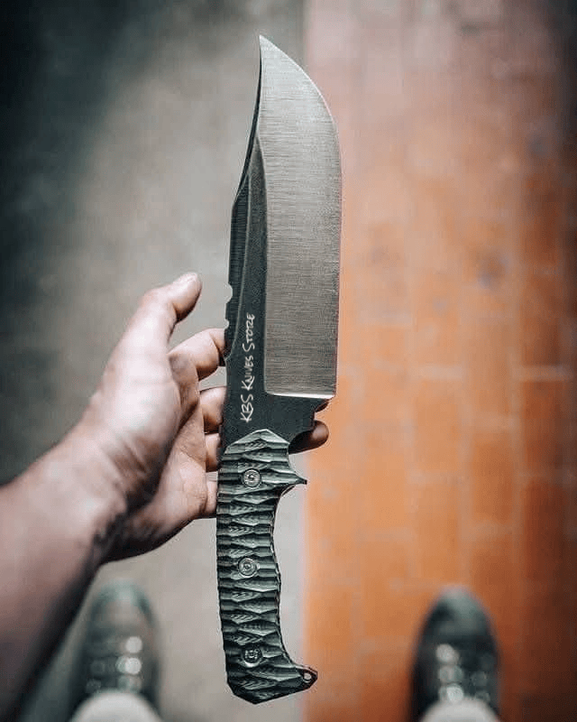 KBS Knives Store Bowie Knives Tactical Bowie Knife - 10" Hand Forged 1095 Steel with Green & Black G10 Handle