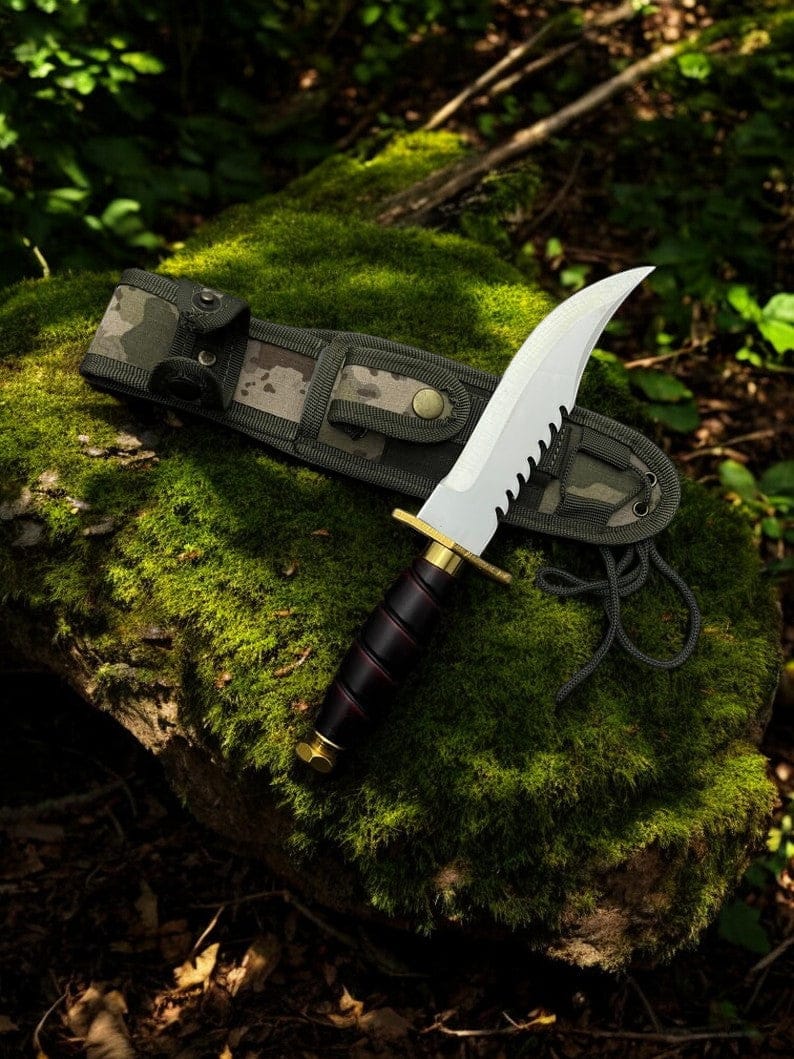 KBS Knives Store Bowie Knives The Revenant’s Fang Handmade Bowie Knife – 8" D2 Steel Blade, Brass & Horn Handle