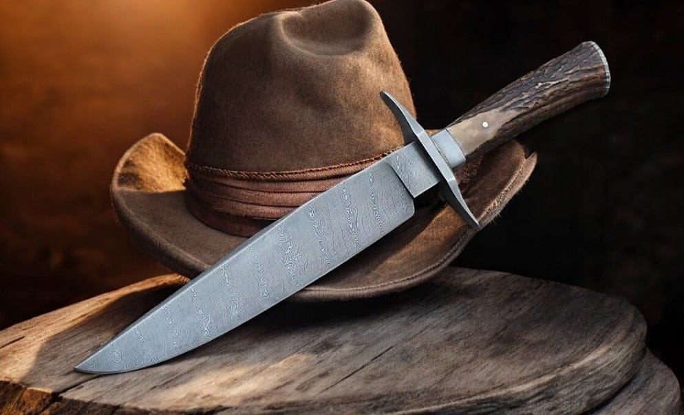 KBS Knives Store Bowie Knives Top Rated Bowie Knife - Handmade Damascus Steel & Antler Handle