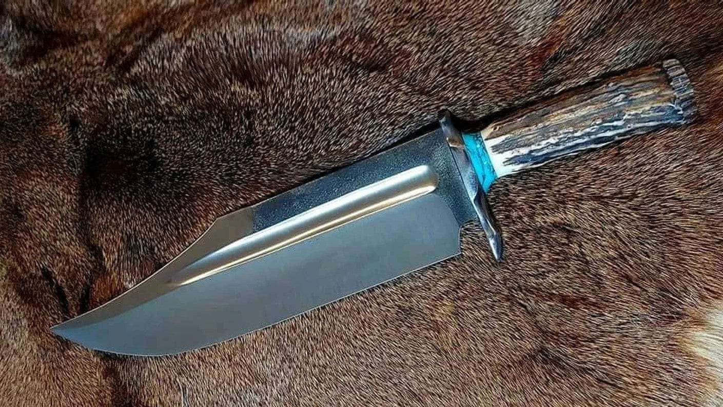 KBS Knives Store Bowie Knives Ultimate Survival Bowie Knife - Handmade, 1095 Forged Steel, 11" Blade, Antler Horn Handle, Exotic Wood, Steel Guard