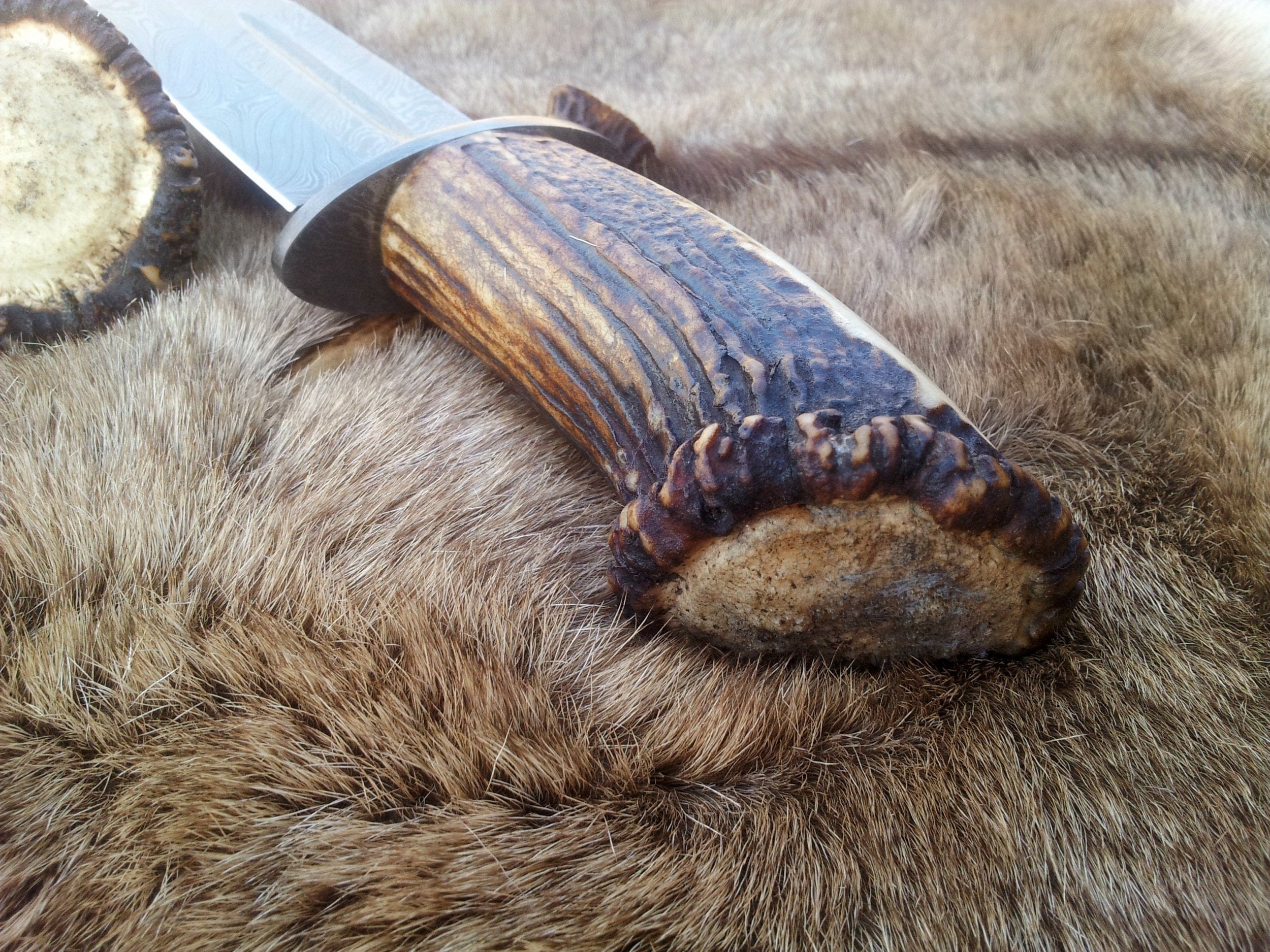 KBS Knives Store Bowie Knives Vintage Bowie Knife with Custom Handcrafted Damascus Steel Blade & Stag Horn Handle - 14 Inches