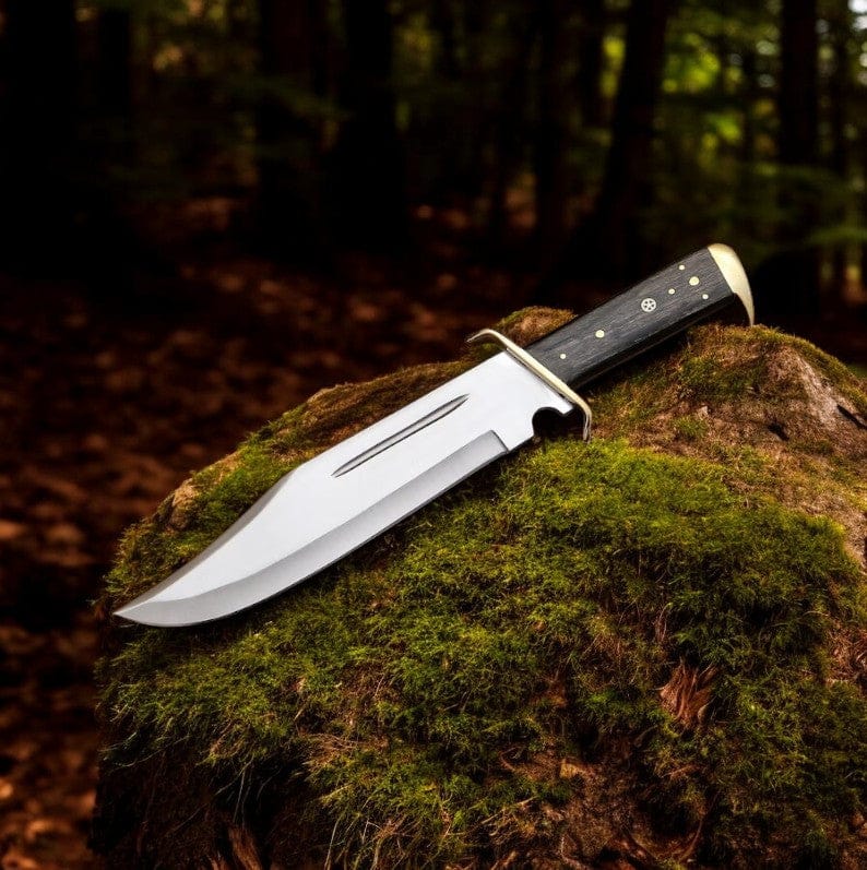 KBS Knives Store Bowie Knives Western Bowie Knife – 16" D2 Steel Blade with Blood Groove & Exotic Pakka Wood Handle
