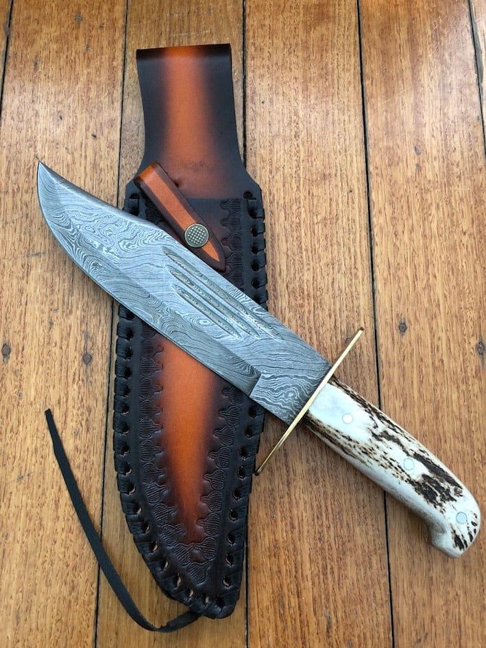 KBS Knives Store Bowie Knives Western Bowie Knife – Custom Handmade 15-Inch Damascus Steel Blade