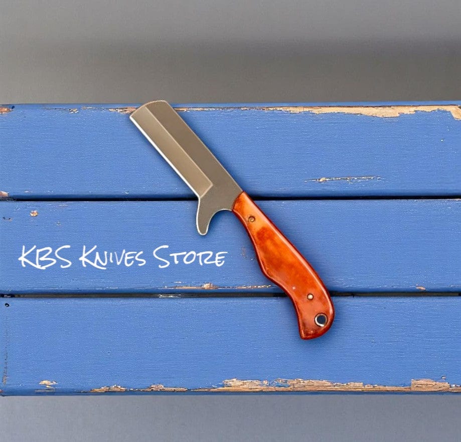 Bull Cutter Knife - D2 Steel Blade with Orange Bone Handle & Leather S ...