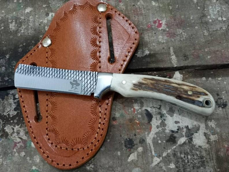 KBS Knives Store Bull Cutter Bull Cutters – Custom Handmade Knife with Antler Handle & Rasp Steel Blade | Outdoor Hunting EDC