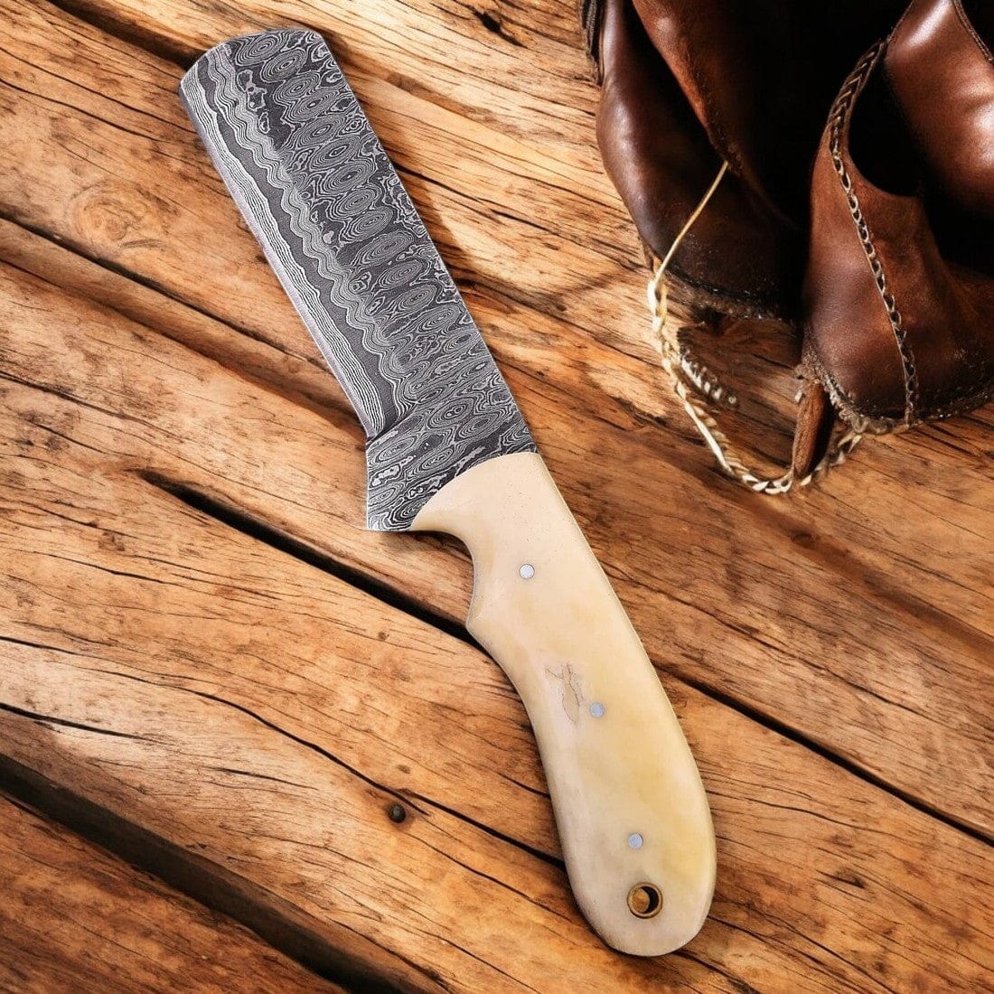 KBS Knives Store Bull Cutter Castrator Bull Cutter Knife – 8" Handmade Damascus Steel