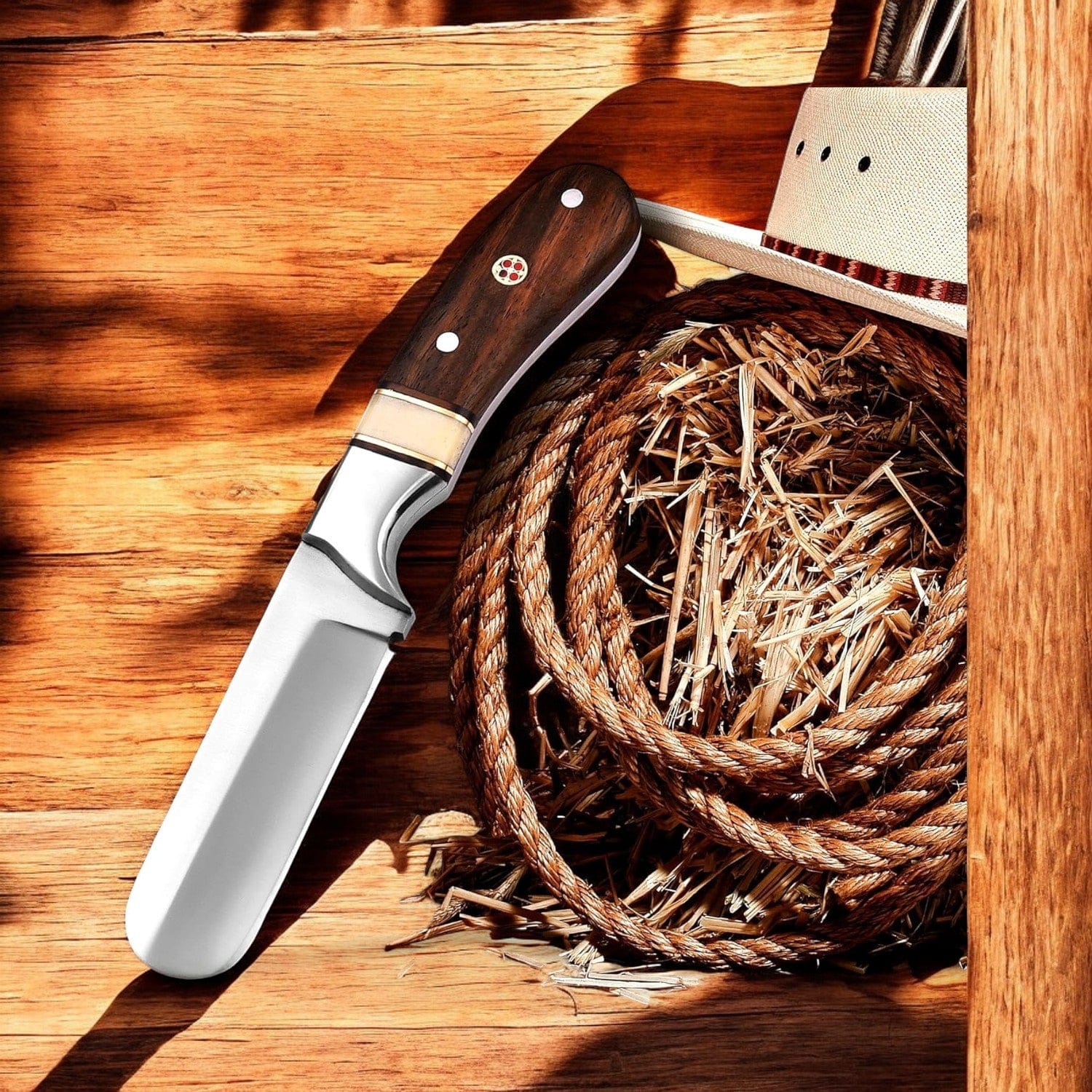KBS Knives Store Bull Cutter Custom Handmade Bull Cutter Knife – 7" D2 Steel with Leather Sheath