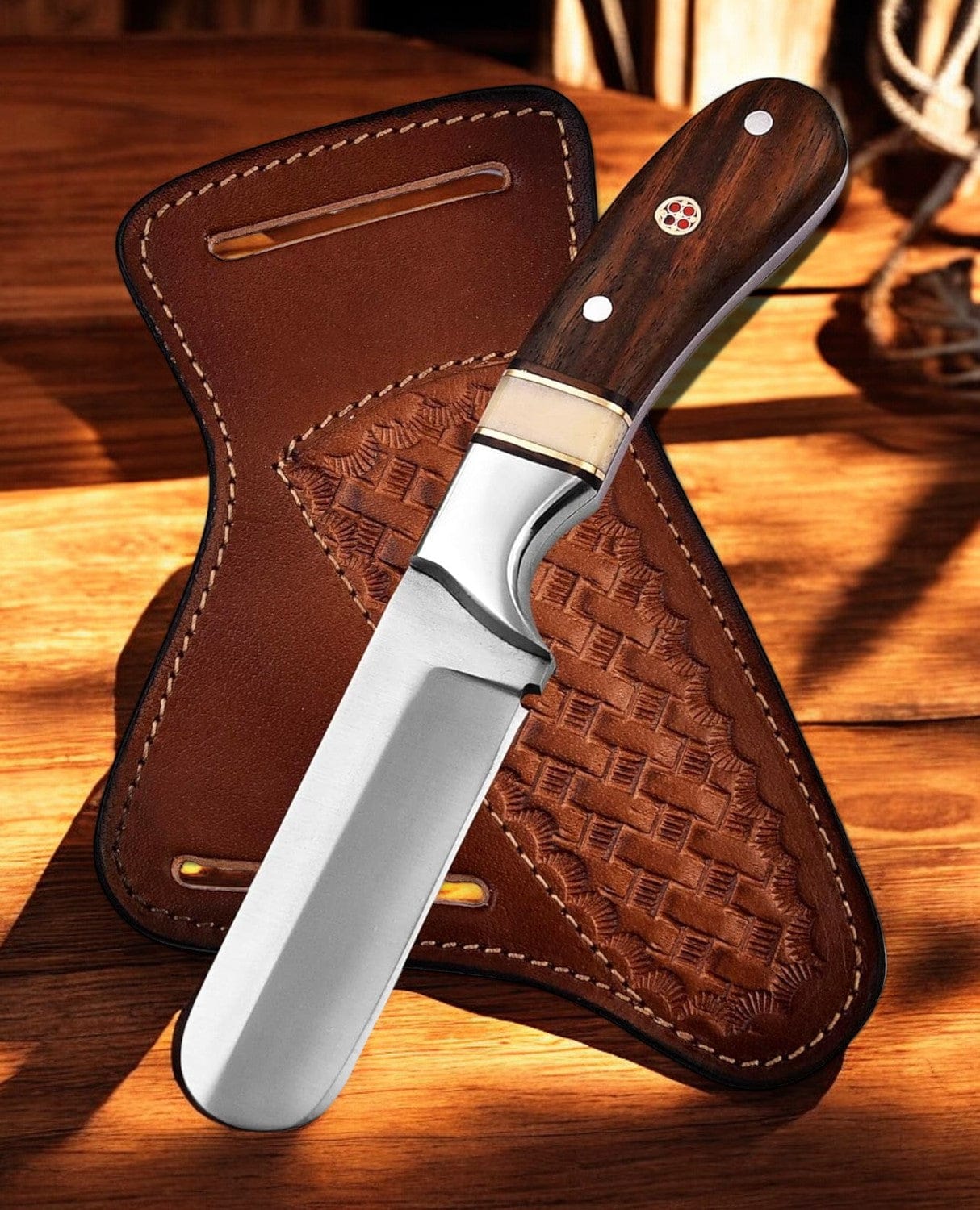 KBS Knives Store Bull Cutter Custom Handmade Bull Cutter Knife – 7" D2 Steel with Leather Sheath