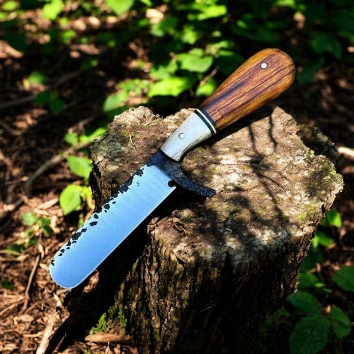 KBS Knives Store Bull Cutter Hand Forged Bull Cutter Knife - 8" 1095 Steel with Bone and Rosewood Handle